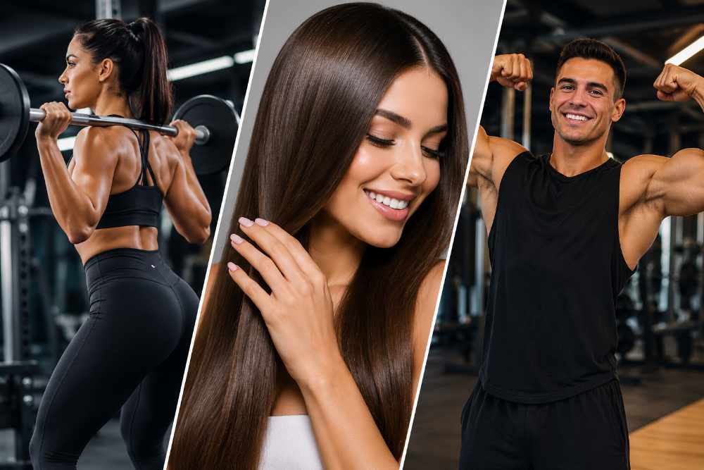 Mujer joven interesada en belleza y entrenamiento